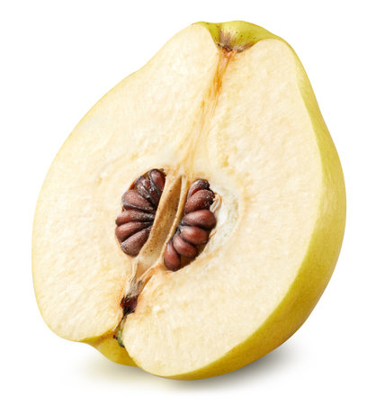 Quince half isolated on whiteの写真素材