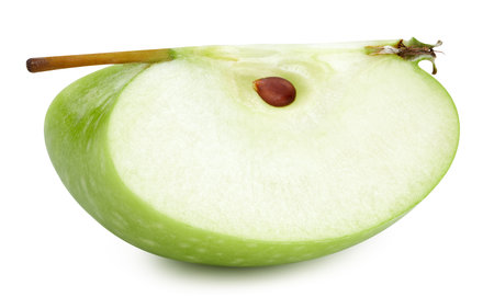 Green apples slice isolated Clipping Path. Isolated apples. Studio photoの写真素材