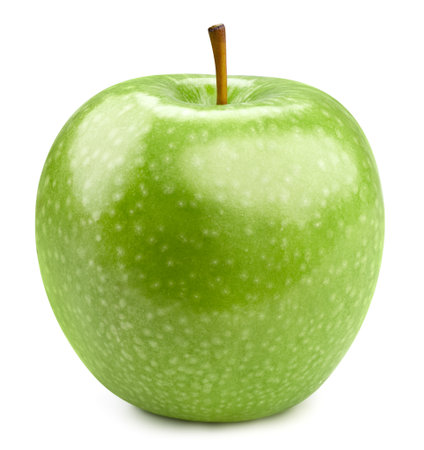 Green apples isolated on whiteの写真素材