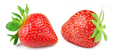 Strawberries isolated on whiteの写真素材