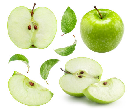 Apple Clipping Path Collection. Apple half isolated on whiteの写真素材