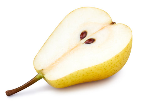 Pear isolated on white. Pear half clipping path.の写真素材