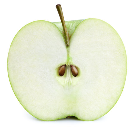Half green apple isolated on white background. Apples clipping pathの写真素材