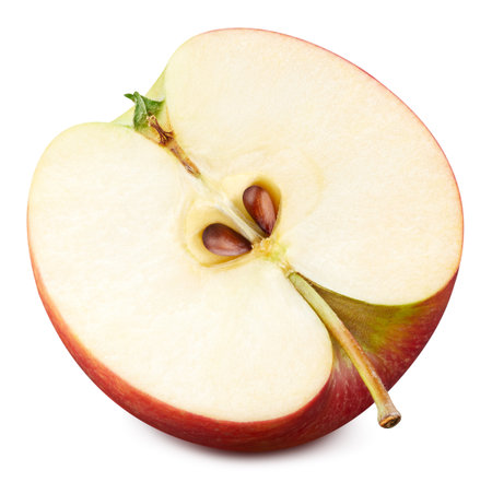 Red apple half isolated on white. Apple Clipping Path.の写真素材