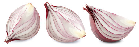Red onions isolated. Onions collection clipping path.の写真素材