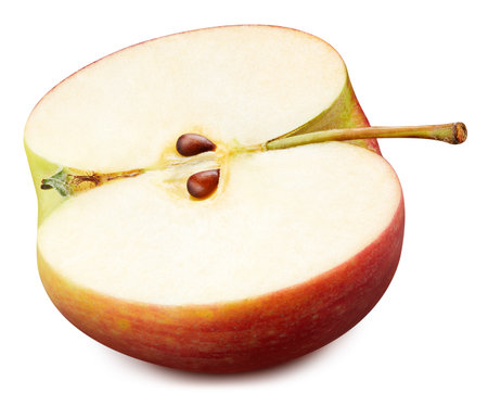 Red apple half isolated on white.の写真素材