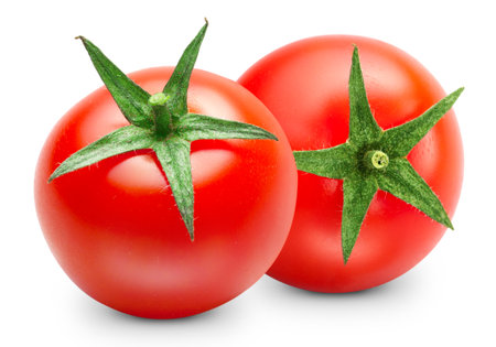 Fresh tomatoes isolated on white backgroundの写真素材