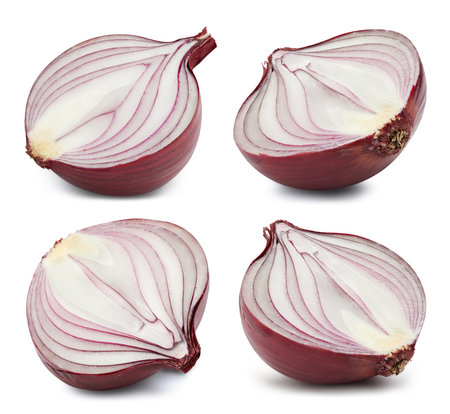 Red onion isolated on white background.の写真素材