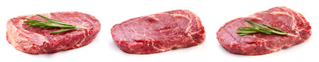 raw beef isolated on white backgroundの写真素材