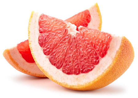 Grapefruit slice isolated on white background. Ripe fresh grapefruit clipping path.の写真素材
