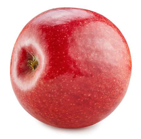 One ripe red apple isolated on white background. Red apple clipping path.の写真素材