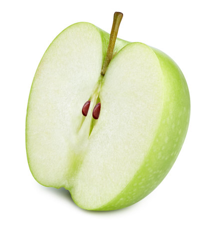 Apple half isolated on white background. Green apple half clipping path. Apple fruitsの写真素材