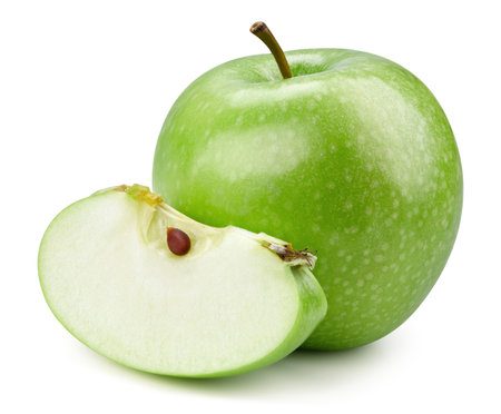 Fresh green apple. Apple isolated on white background.の写真素材