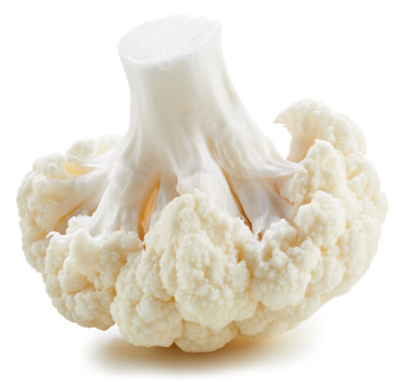 Ripe fresh cauliflower clipping path. Cauliflower isolated on white background.の写真素材