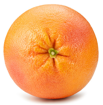 Ripe fresh grapefruit clipping path. Grapefruit slice isolated on white background. Grapefruit macroの写真素材