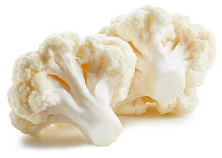 Organic cauliflower with clipping path isolated on a white background. Fresh cauliflowerの写真素材