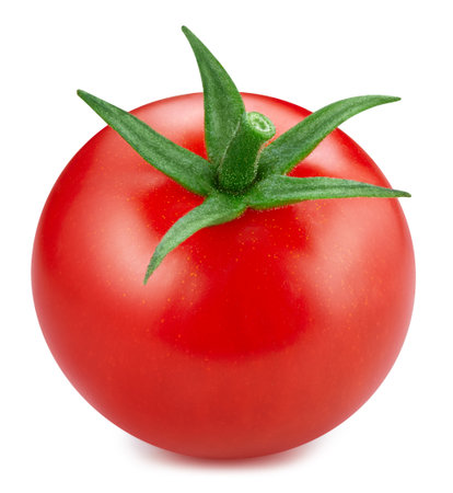 Ripe fresh tomato clipping path. Tomato isolated on white background..の写真素材
