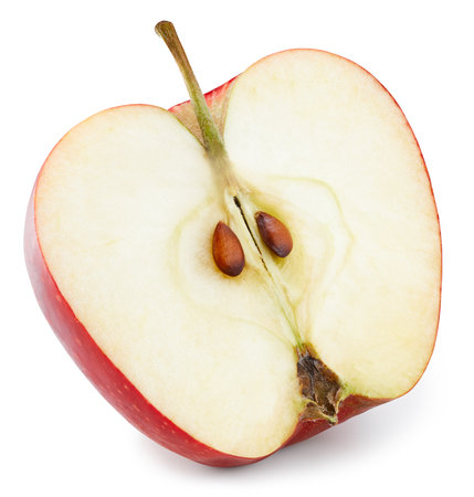 Red apple half  on white. Apple  . Professional shootingの写真素材