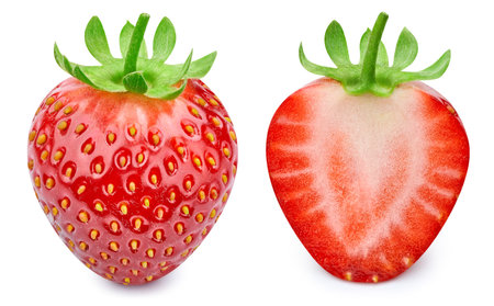 Fresh Strawberry. Organic strawberry isolated on white background. Strawberry macro.の写真素材