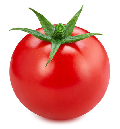 Fresh tomato vegetable. Tomato isolated on white background. Tomato with clipping path.の写真素材