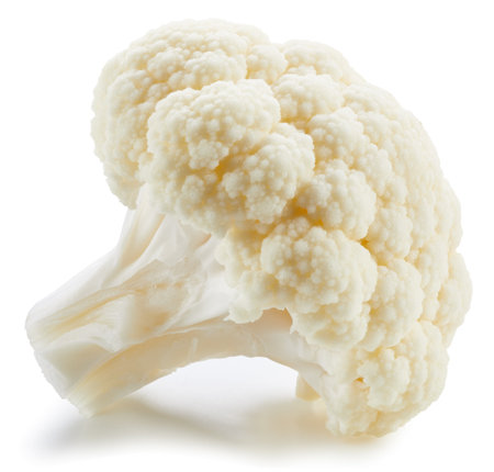 Organic cauliflower with clipping path isolated on a white background. Fresh cauliflowerの写真素材