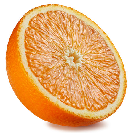 Orange fruit. Orange half isolated on white background. Orange with clipping path.の写真素材