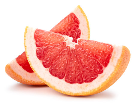 Grapefruit fruit. Grapefruit slice isolated on white background. Grapefruit with clipping path.の写真素材