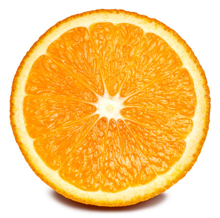 Orange fruit isolated on whiteの写真素材