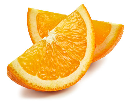 Orange slice isolated on whiteの写真素材