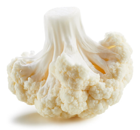 Organic cauliflower isolated on whiteの写真素材