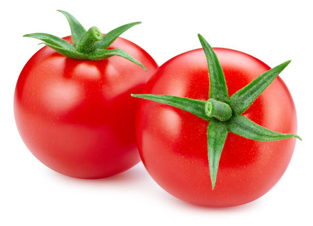 Fresh tomato vegetable isolated on whiteの写真素材