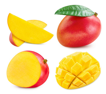 Fresh mango fruit isolated on whiteの写真素材