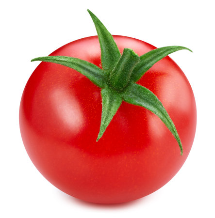 Fresh tomato vegetable. Tomato isolated on white background. Tomato with clipping path.の写真素材