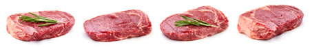 Closeup a group of steak, isolated on the white background. Collection steak. Steak macro studio photoの写真素材