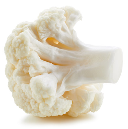 Organic cauliflower with clipping path isolated on a white background. Fresh cauliflowerの写真素材