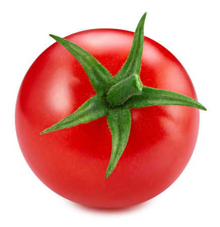Fresh tomato vegetable. Tomato isolated on white background. Tomato with clipping path.の写真素材
