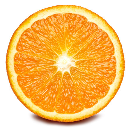 Orange fruit. Orange half isolated on white background.の写真素材