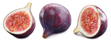 Figs collection . Fig isolated on white background. Set fresh fig fruits. Professional studio macro shootingの写真素材