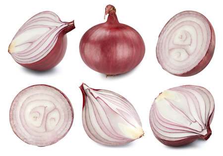 Red onion isolated on white. Fresh onion.の写真素材