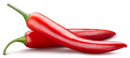 Red hot chili peppers isolated on white background. Pile of peppers chiliの写真素材