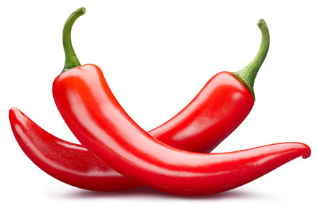 Red hot chili peppers isolated on white background.の写真素材
