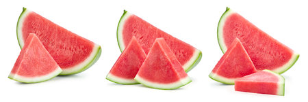 Watermelon collection. Watermelon isolated on white background. Big set fresh peach fruits.の写真素材