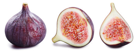 Fig collectionh. Fig isolated on white background. Set fresh fig fruits.の写真素材