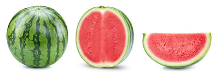 Watermelon isolated on white. Fresh watermelon. Watermelon collectionの写真素材