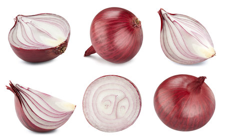 Red onion isolated on white. Fresh onion.の写真素材