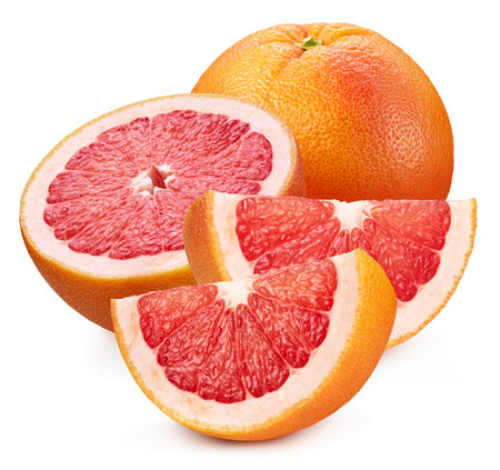 Grapefruit. Fresh organic grapefruit isolated on white background. Grapefruit macroの写真素材