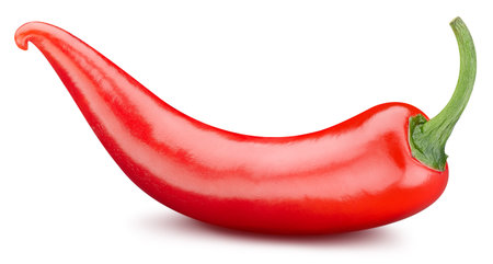 Ripe chili peppers vegetables. Hot chili full macro shoot vegetables healthy food ingredient. Organic fresh peppers isolated on white. Professional studio macro shootingの写真素材