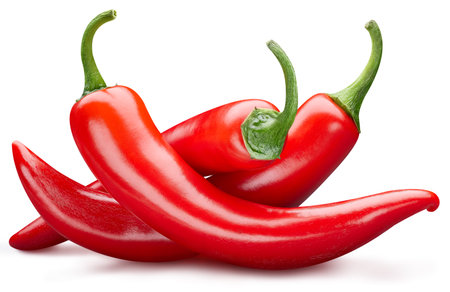 Cayenne pepper. Red hot chili pepper isolated on white background. Pile of peppers chiliの写真素材