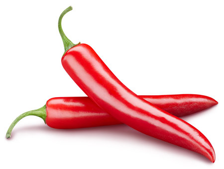 Red hot chili pepper isolated on white background.  Chili hot peppers macro studio photoの写真素材