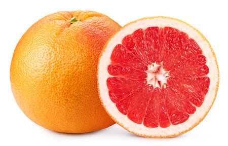 Ripe fresh grapefruit. Grapefruit isolated on white background.の写真素材